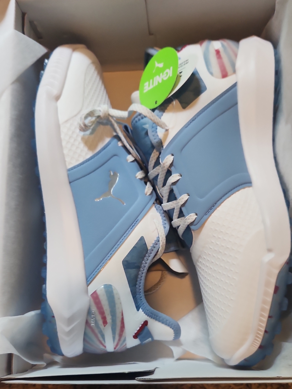 Puma Light Blue and White Athletic Sneakers